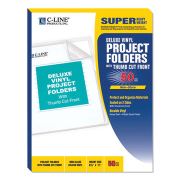 C-Line® Deluxe Vinyl Project Folders, Letter Size, Clear, 50-box freeshipping - TVN Wholesale